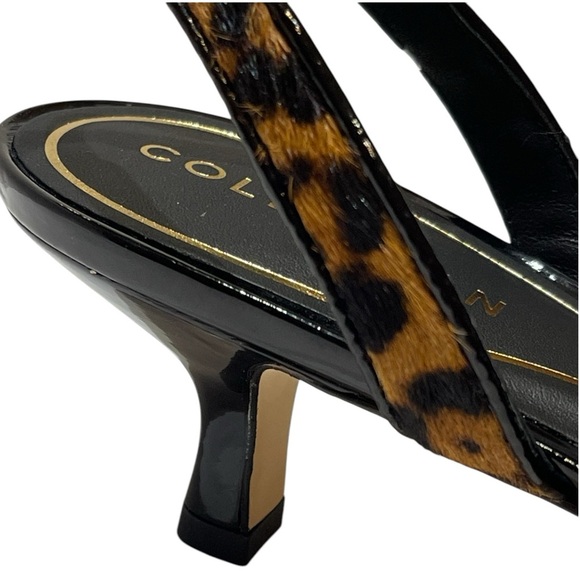 🔥SALE🔥COLE HANN NOELLA BOW CALF HAIR LEOPARD PRINT SLINGBACK PUMPS SZ 8 B NWOT - Picture 2 of 13